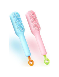 Cepillo de Pelo Autolimpiante CMHX 2 PCS Azul y Rosa