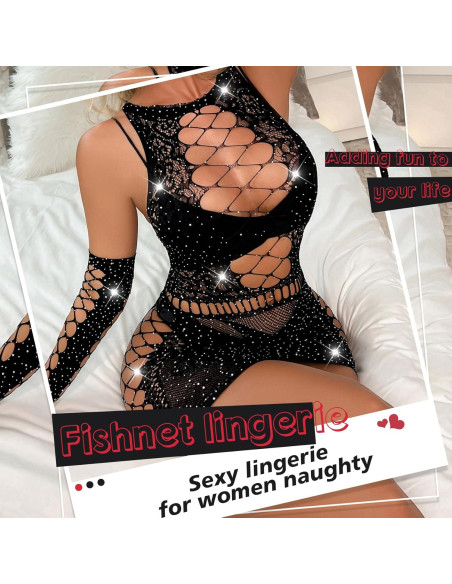 Conjunto de Lencería Sexy para Mujeres - Talla Única - Negro