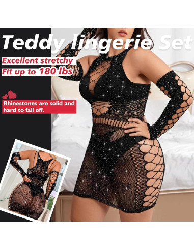 Conjunto de Lencería Sexy para Mujeres - Talla Única - Negro