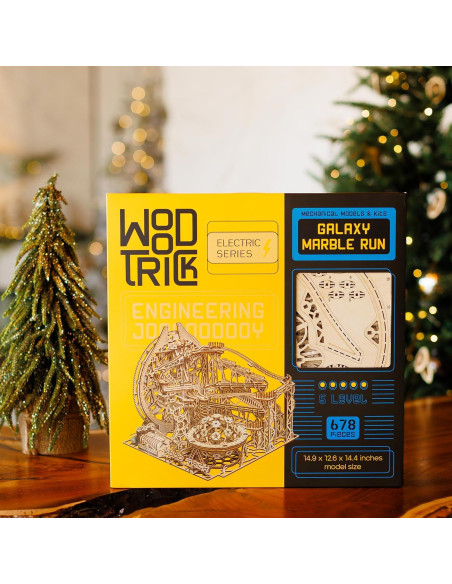 Wood Trick Carrera de Canicas Eléctrica 3D - 38x36 cm