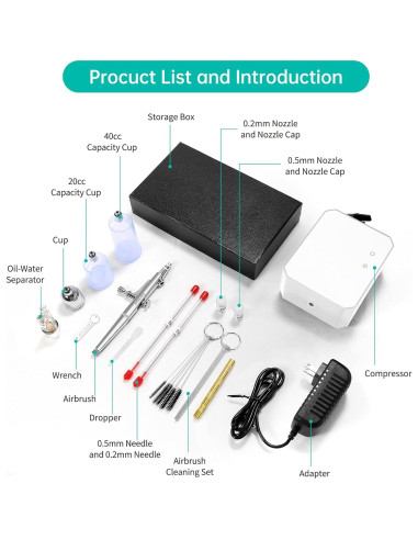 Kit de Aerógrafo Gocheer 48 PSI con Compresor y Boquillas