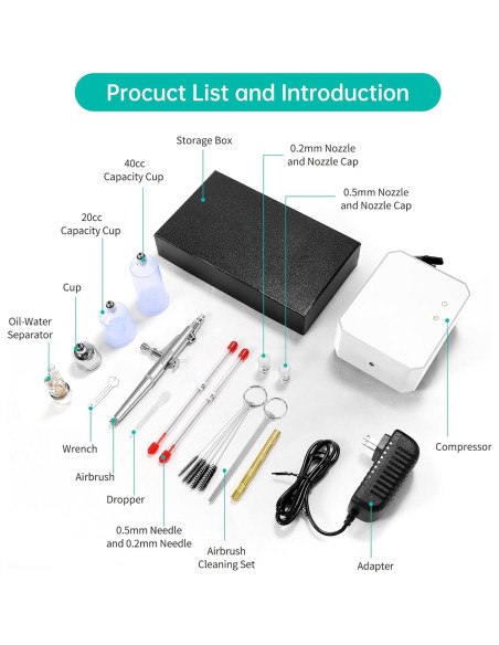 Kit de Aerógrafo Gocheer 48 PSI con Compresor y Boquillas