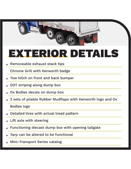 Camión Volquete Kenworth T880S Diecast Masters 1:50 Azul