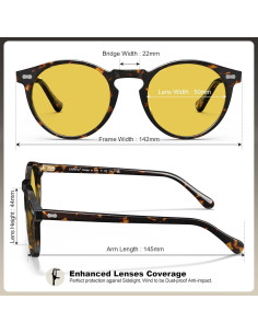 Gafas de Conducción Nocturna CARFIA Marco Redondo Amarillo 2