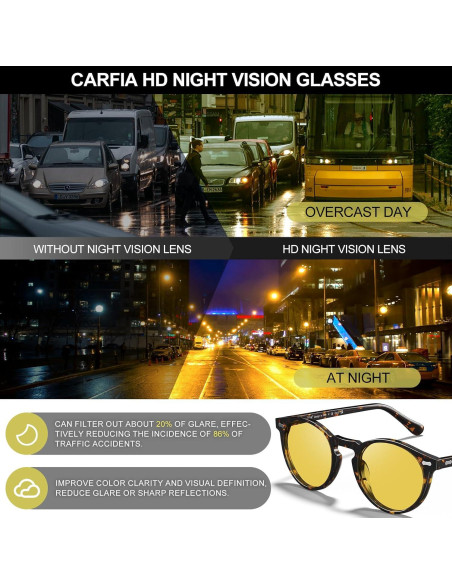 Gafas de Conducción Nocturna CARFIA Marco Redondo Amarillo