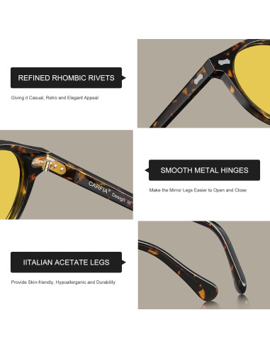 Gafas de Conducción Nocturna CARFIA Marco Redondo Amarillo