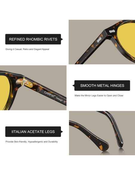 Gafas de Conducción Nocturna CARFIA Marco Redondo Amarillo