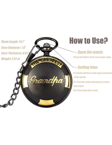 Reloj de bolsillo SwitchMe PK062901 cuarzo negro con cadena