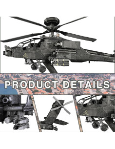 Modelo 3D de Metal Piececool AH-64 Apache 145 Piezas 2