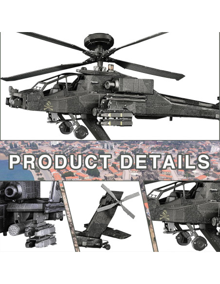 Modelo 3D de Metal Piececool AH-64 Apache 145 Piezas