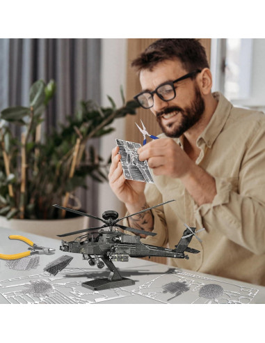 Modelo 3D de Metal Piececool AH-64 Apache 145 Piezas