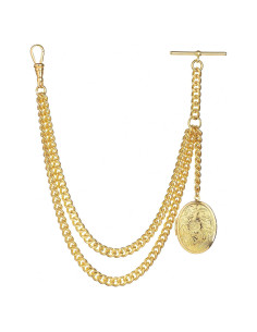 Cadena de Reloj de Bolsillo Albert Dorada 30,48 cm con Locket
