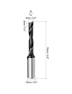 Broca de Punta Brad uxcell 6mm x 70mm HSS para Madera 2
