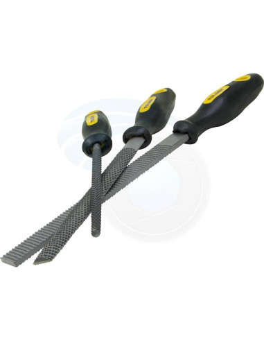 Juego de 3 limas de acero al carbono Tolsen - Redonda, Plana, Media Ronda