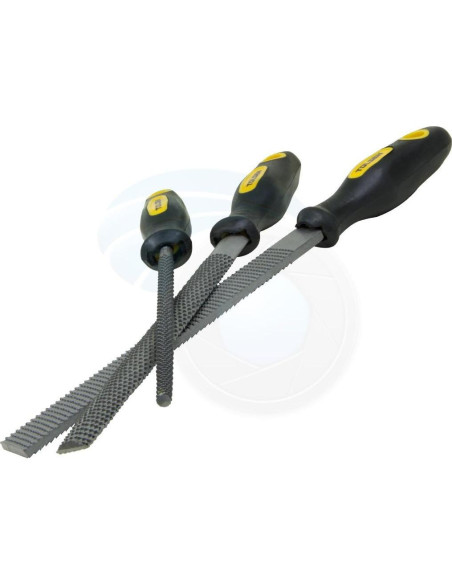 Juego de 3 limas de acero al carbono Tolsen - Redonda, Plana, Media Ronda