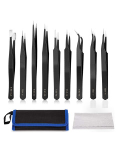 Juego de Pinzas de Precisión YHYZ 9 Piezas Acero Inoxidable