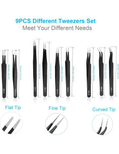 Juego de Pinzas de Precisión YHYZ 9 Piezas Acero Inoxidable 2