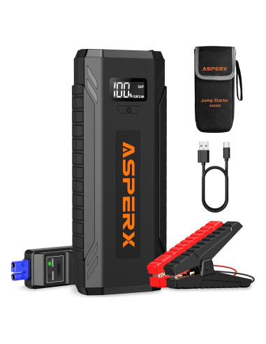 AsperX Arrancador de Salto AX4000 4000A 12V con Luz LED