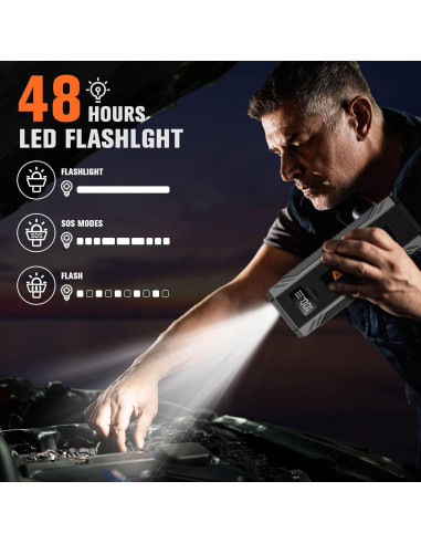 AsperX Arrancador de Salto AX4000 4000A 12V con Luz LED