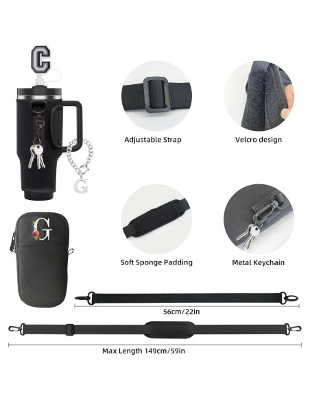 Portabotellas Stanley 40oz/30oz con Correa Ajustable Negro