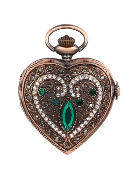 Collar Reloj de Bolsillo Corazón JewelryWe Verde 30 cm