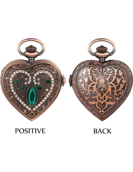 Collar Reloj de Bolsillo Corazón JewelryWe Verde 30 cm