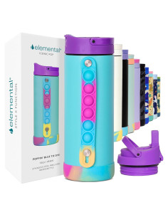 Botella de Agua Infantil Elemental 414ml con Tapa Pop-It