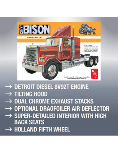 Modelo a Escala 1:25 Tractor Chevrolet Bison AMT Detallado