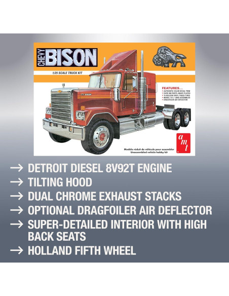 Modelo a Escala 1:25 Tractor Chevrolet Bison AMT Detallado