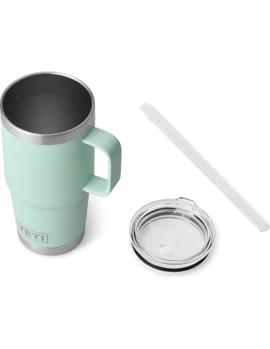 Taza Aislada YETI 739 ml con Asa y Tapa Verde Mar