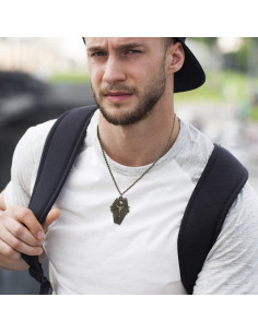 Reloj de bolsillo Lancardo bronce calavera con cadena 2