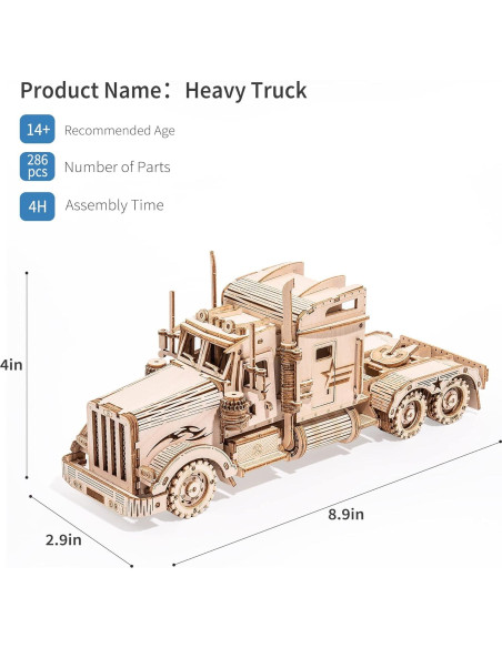 Kit de Rompecabezas 3D Rowood Camión Pesado 286 Piezas