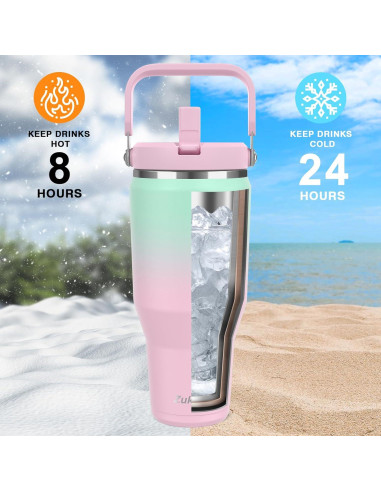 Vaso Zukro 1.2 L Con Pajilla Plegable y Asa para Gimnasio