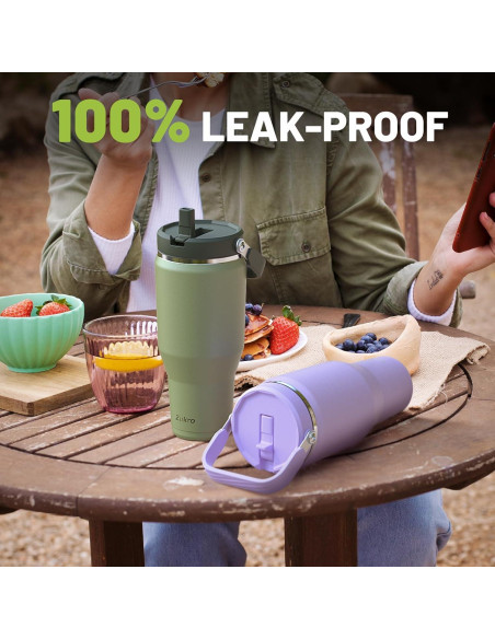 Vaso Zukro 1.2 L Con Pajilla Plegable y Asa para Gimnasio