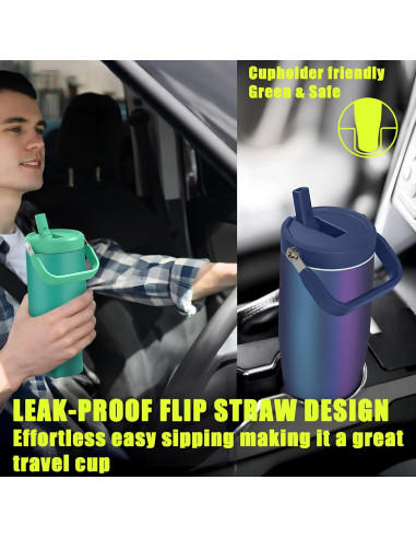 Vaso Zukro 1.2 L Con Pajilla Plegable y Asa para Gimnasio