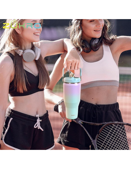 Vaso Zukro 1.2 L Con Pajilla Plegable y Asa para Gimnasio