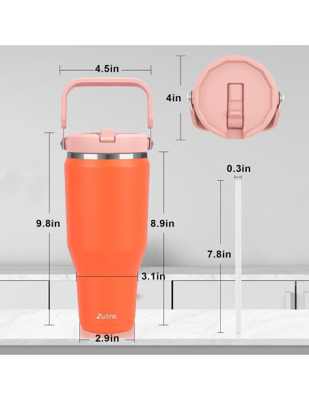 Vaso Zukro 1.2 L Con Pajilla Plegable y Asa para Gimnasio