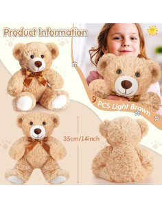 Osos de Peluche Suaves HyDren 36 Pcs 36 cm Marrón Claro 2