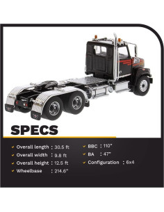 Camión Diecast Masters 1:50 Western Star 4700 Negro 2