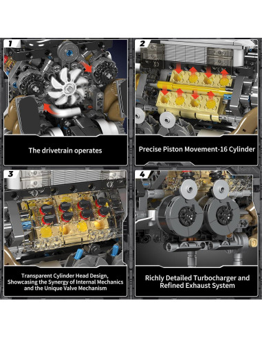 Mould King Motor V8 W16 952 Piezas Juguete STEM