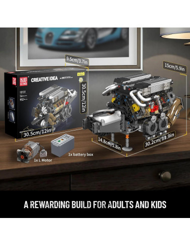 Mould King Motor V8 W16 952 Piezas Juguete STEM