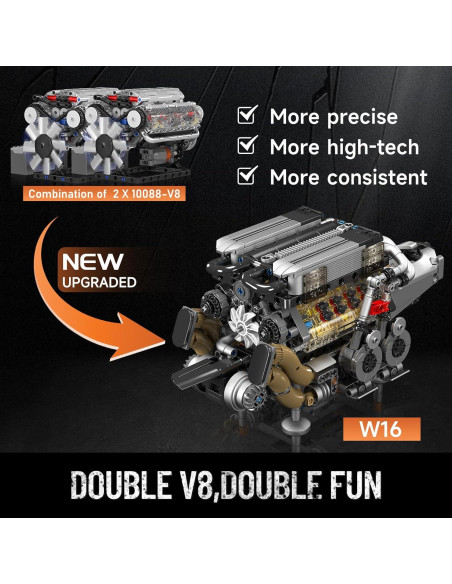 Mould King Motor V8 W16 952 Piezas Juguete STEM