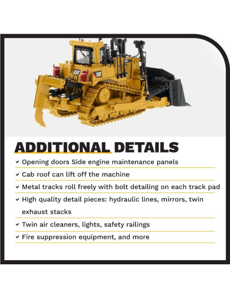 Tractor de Oruga Caterpillar D10T2 Diecast 1:50 Detalles Tractor de Oruga Caterpillar D10T2 Diecast 1:50 Detalles