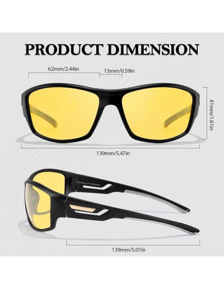Gafas de Visión Nocturna TJUTR Polarizadas Amarillas