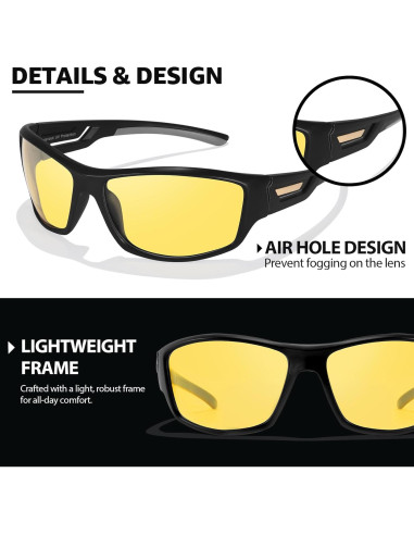 Gafas de Visión Nocturna TJUTR Polarizadas Amarillas
