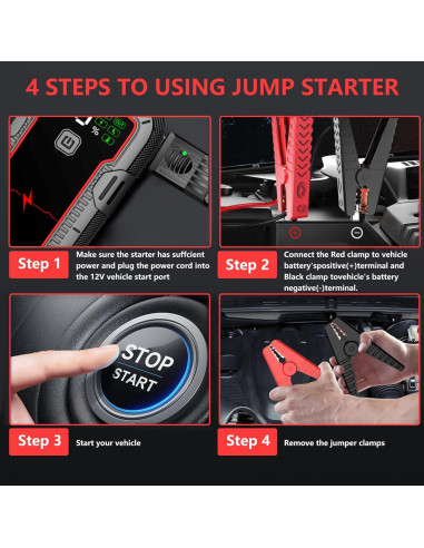 Arrancador de Batería BSMOOM 4000A Portátil con Luz LED