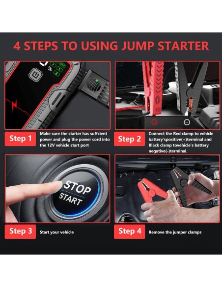 Arrancador de Batería BSMOOM 4000A Portátil con Luz LED