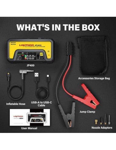 Arrancador de Salto LOKITHOR JP400 con Compresor 2500A