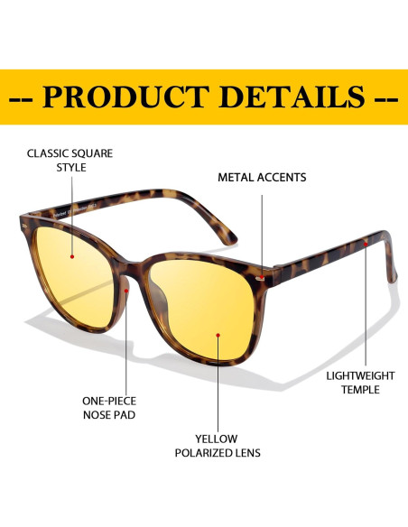 Gafas de Visión Nocturna FIMILU 2 Pack Polarizadas Amarillas