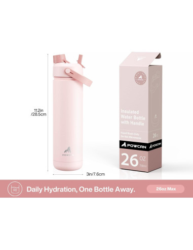 Botella de Agua 26 oz POWCAN Acero Inoxidable 2-en-1